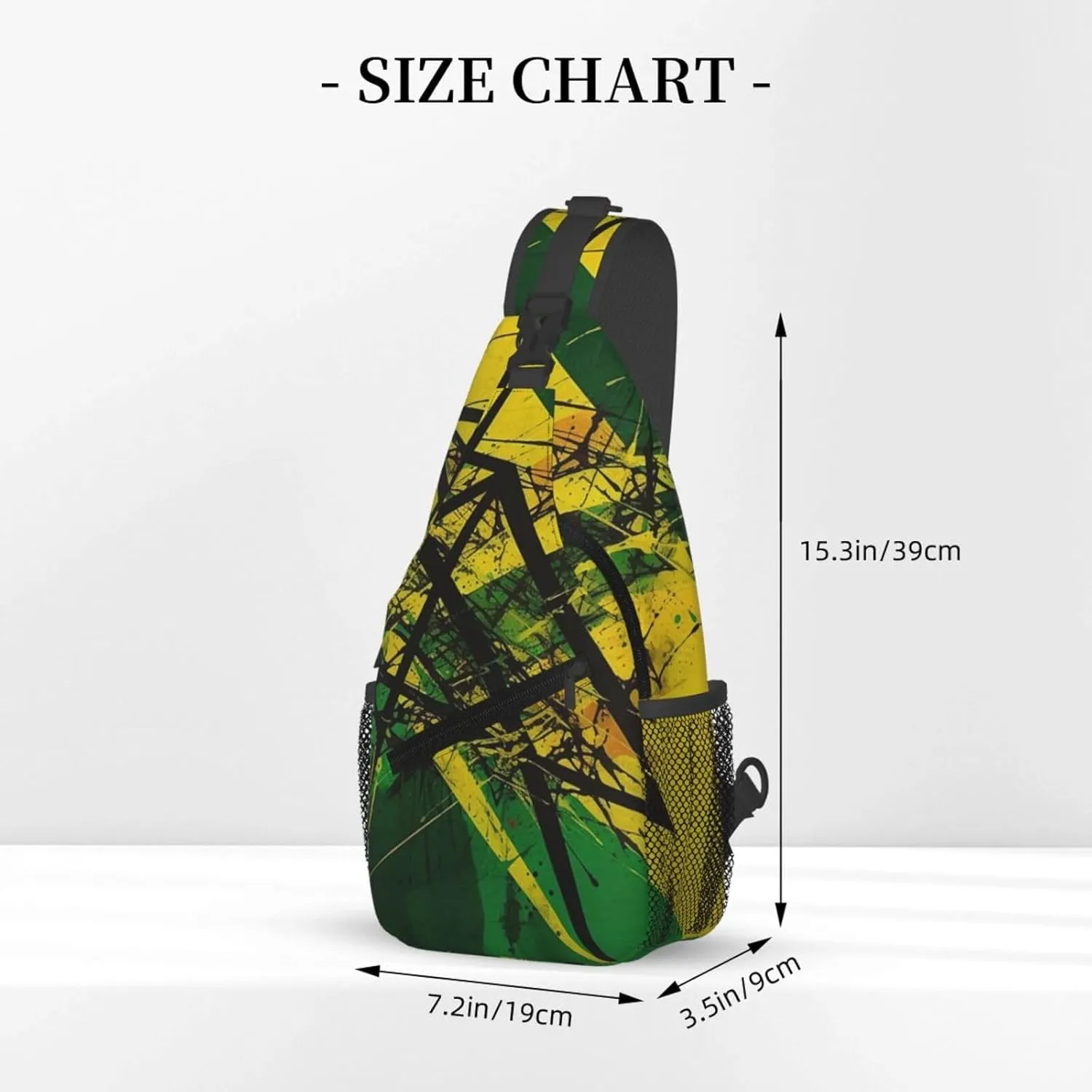 Crossbody Sling Backpack Sling Bag For Men Women Cross Chest Bag Shoulder Bag Green And Yellow Pattern Travel Hiking Daypack