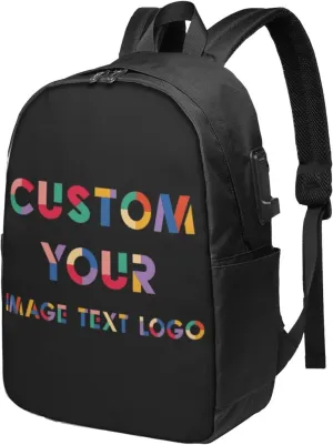 Custom Backpack Personalized Laptop Backpack for Women Men Add Your Image Text Name on Computer Bag Customized Casual Large Daypack for Hiking Camping Work Trip 17in, Style 4