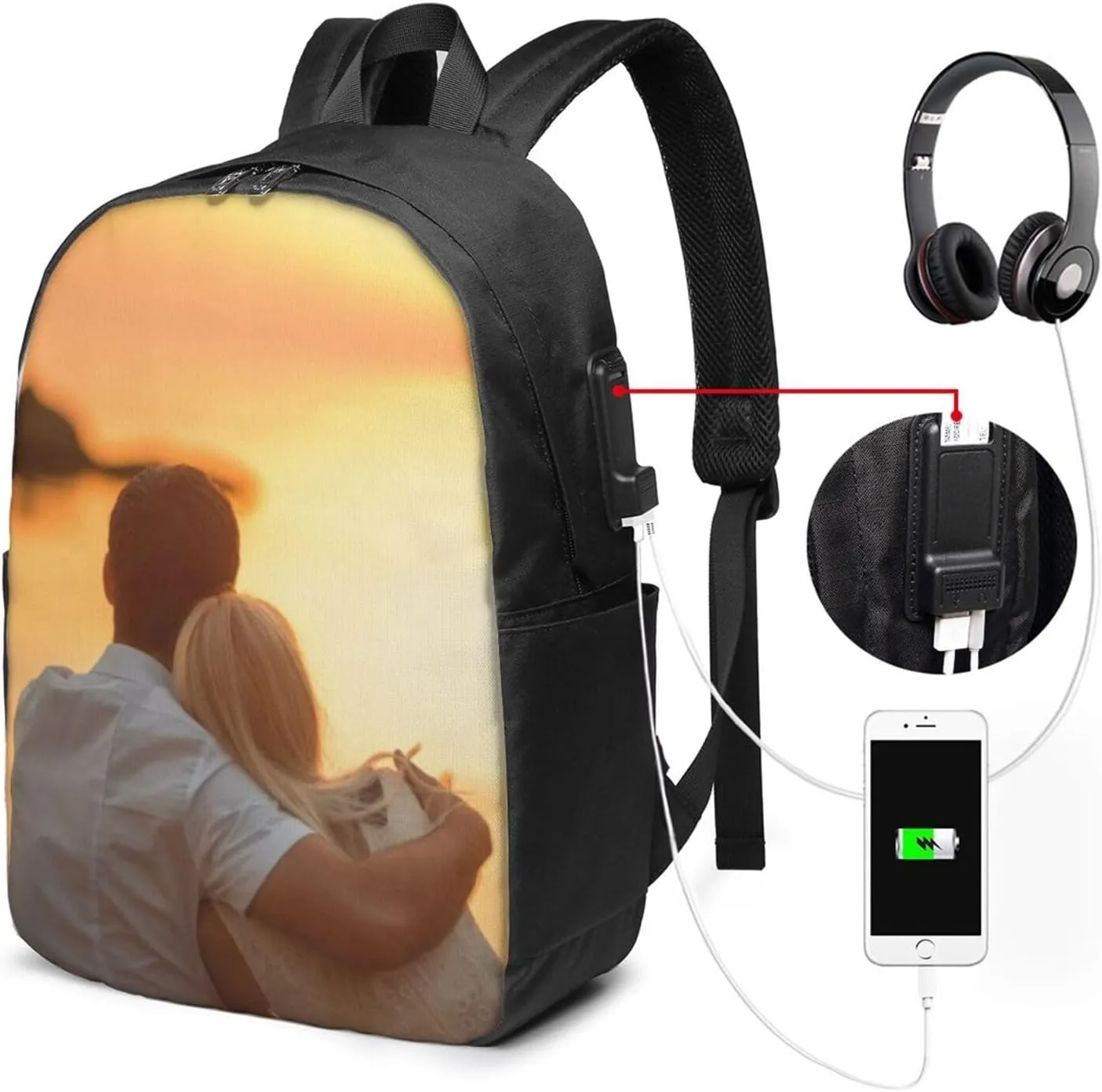 Custom Backpack Personalized Laptop Backpack for Women Men Add Your Image Text Name on Computer Bag Customized Casual Large Daypack for Hiking Camping Work Trip 17in, Style 4