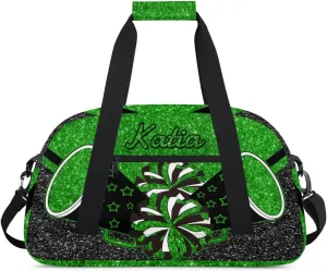Custom Cheer Duffel Bag with Name Personalized Cheerleader Bag Sport Duffel Bag Customized Cheer Gifts Weekender Travel Bag, Green