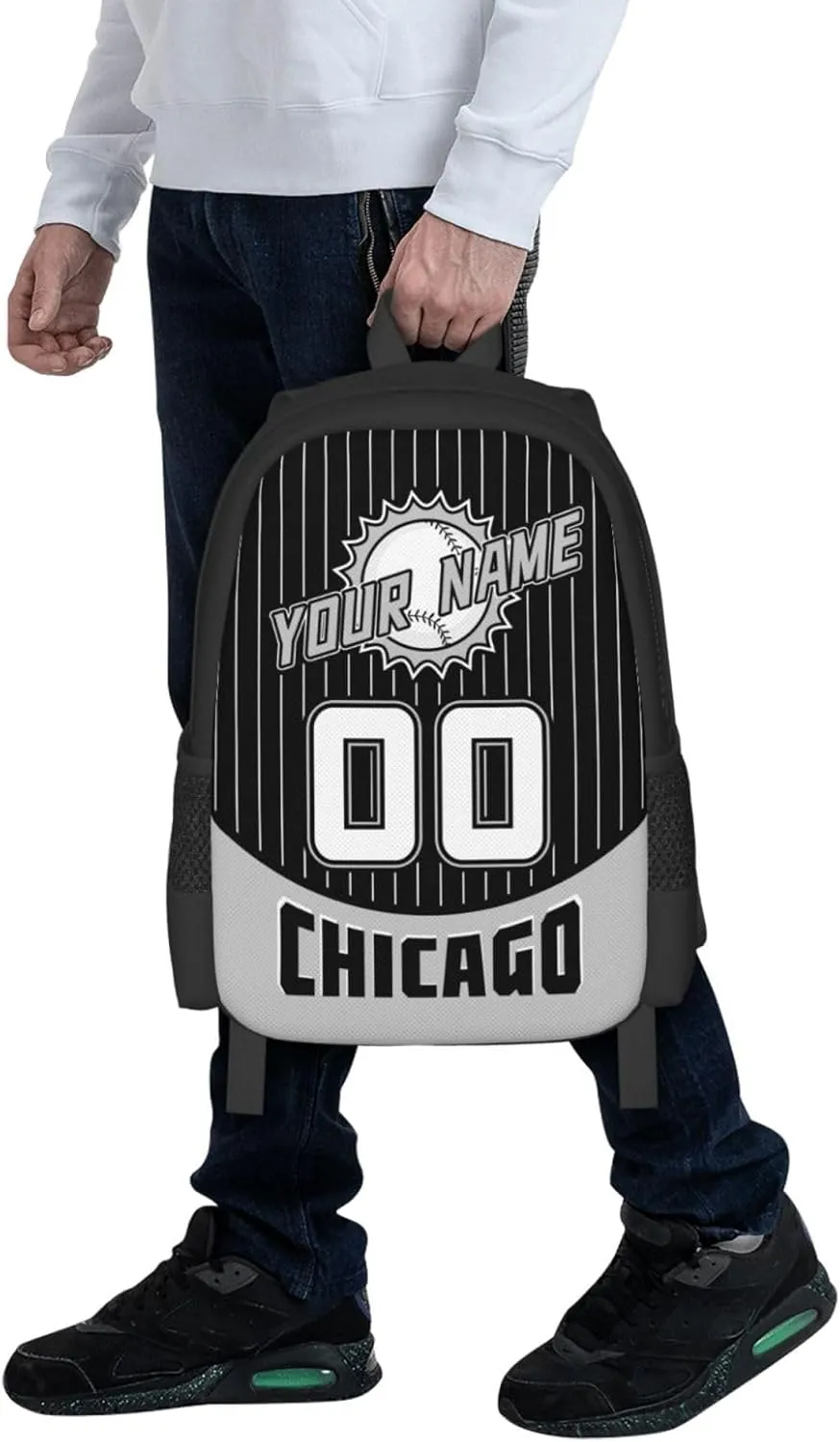 Custom Chicago W Backpack for Boy Girl Personalized Name Number High Capacity School Backpacks Laptop Bag Casual Travel Backpack Men Women