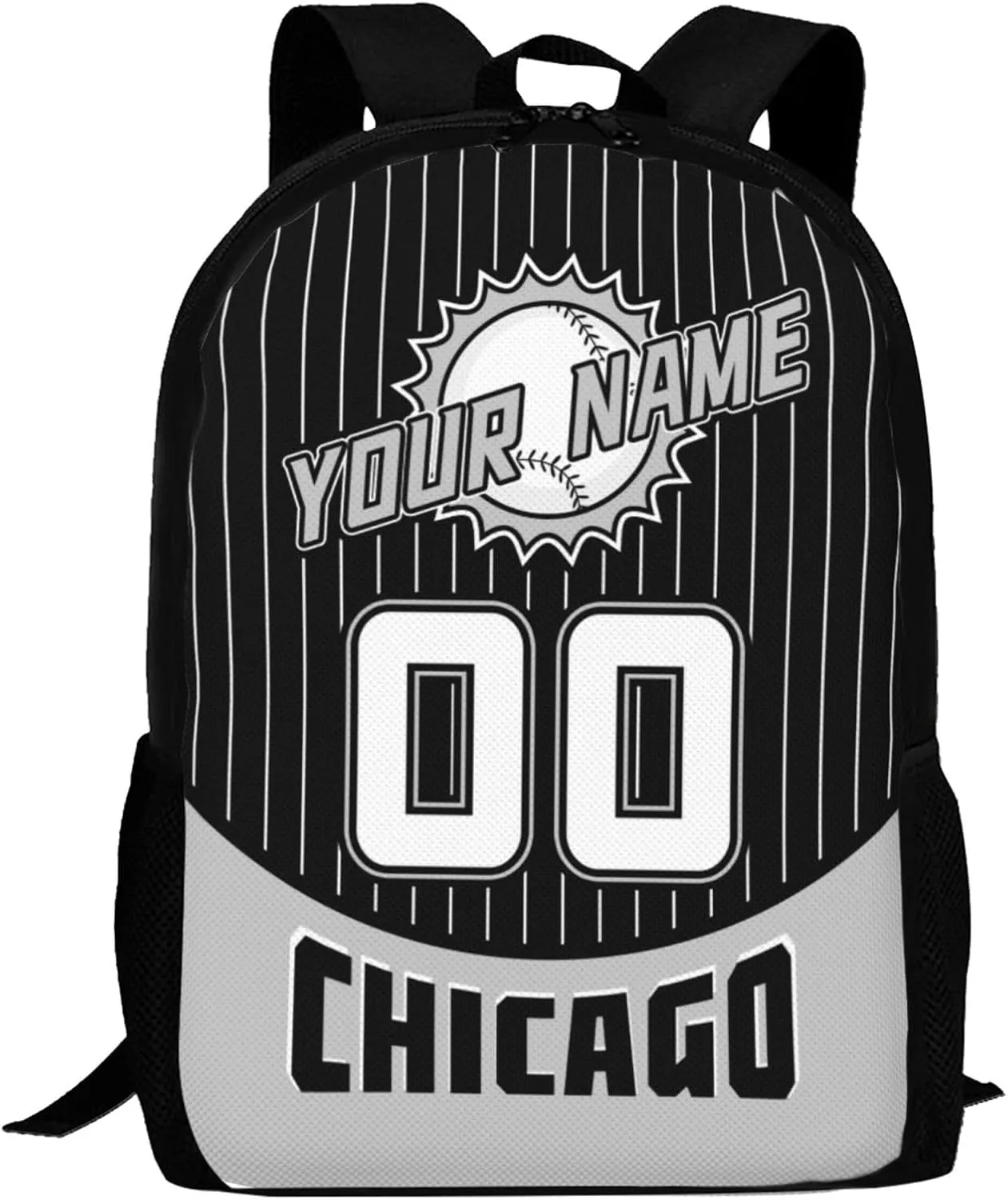 Custom Chicago W Backpack for Boy Girl Personalized Name Number High Capacity School Backpacks Laptop Bag Casual Travel Backpack Men Women