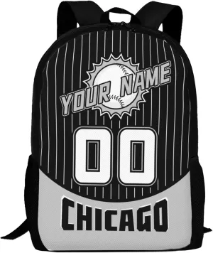 Custom Chicago W Backpack for Boy Girl Personalized Name Number High Capacity School Backpacks Laptop Bag Casual Travel Backpack Men Women