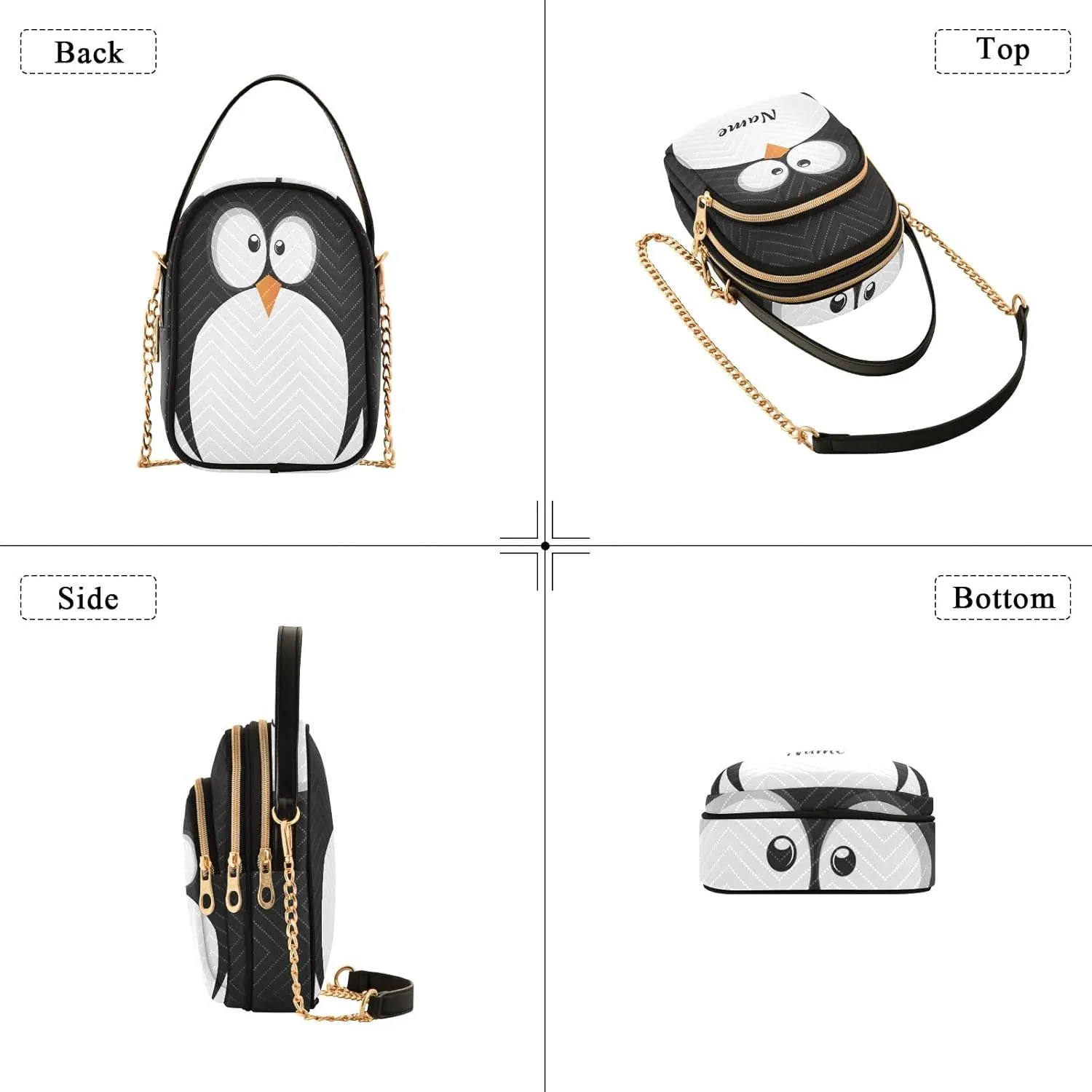 Custom Crossbody Bag for Women, Rainbow Unicorn Phone Purse Detachable Personalized Name Chain Bag Shoulder Handbag Wallet