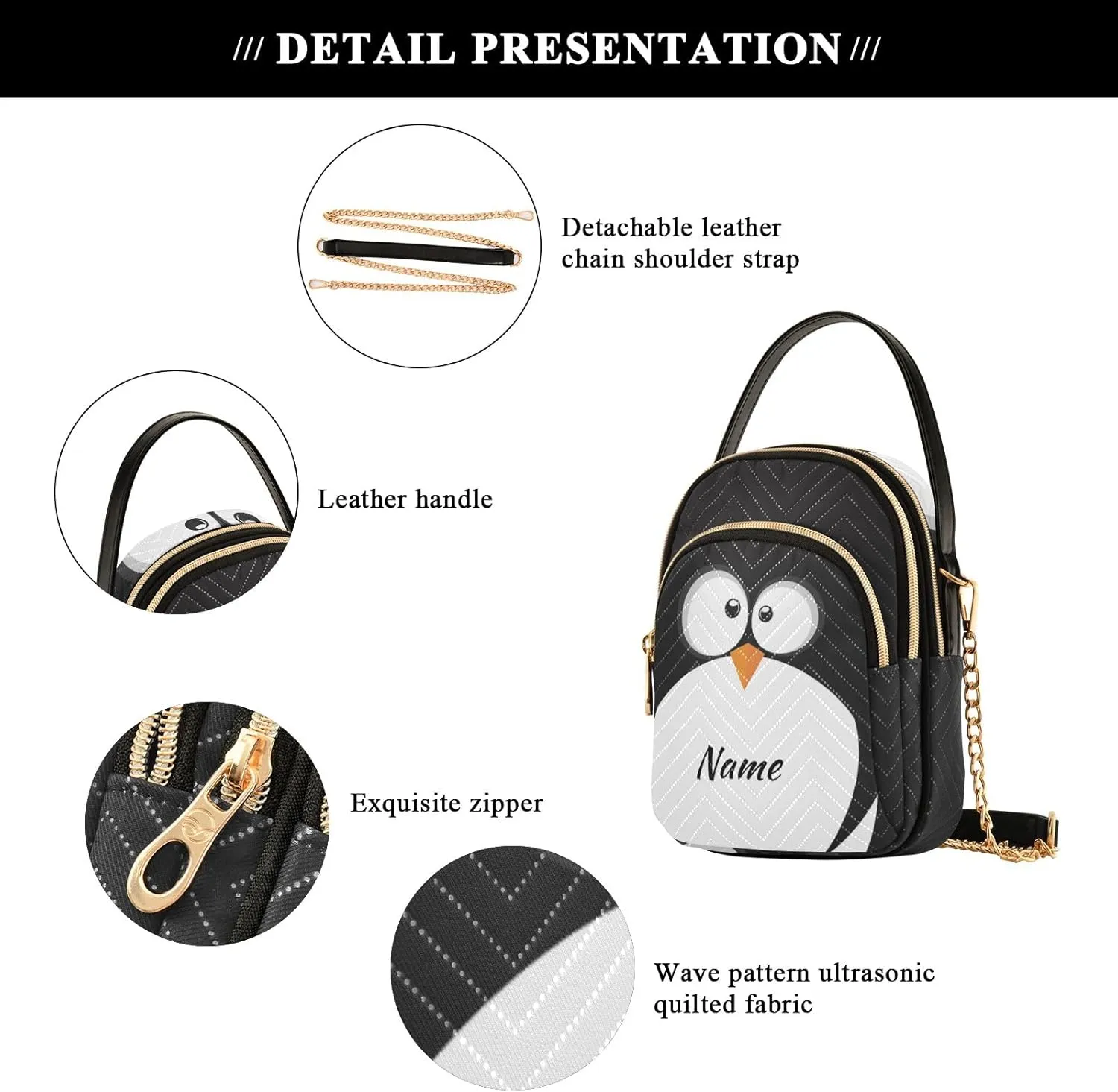Custom Crossbody Bag for Women, Rainbow Unicorn Phone Purse Detachable Personalized Name Chain Bag Shoulder Handbag Wallet