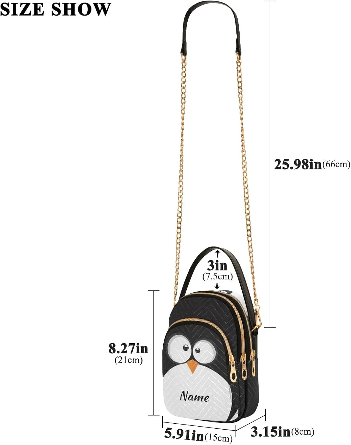 Custom Crossbody Bag for Women, Rainbow Unicorn Phone Purse Detachable Personalized Name Chain Bag Shoulder Handbag Wallet