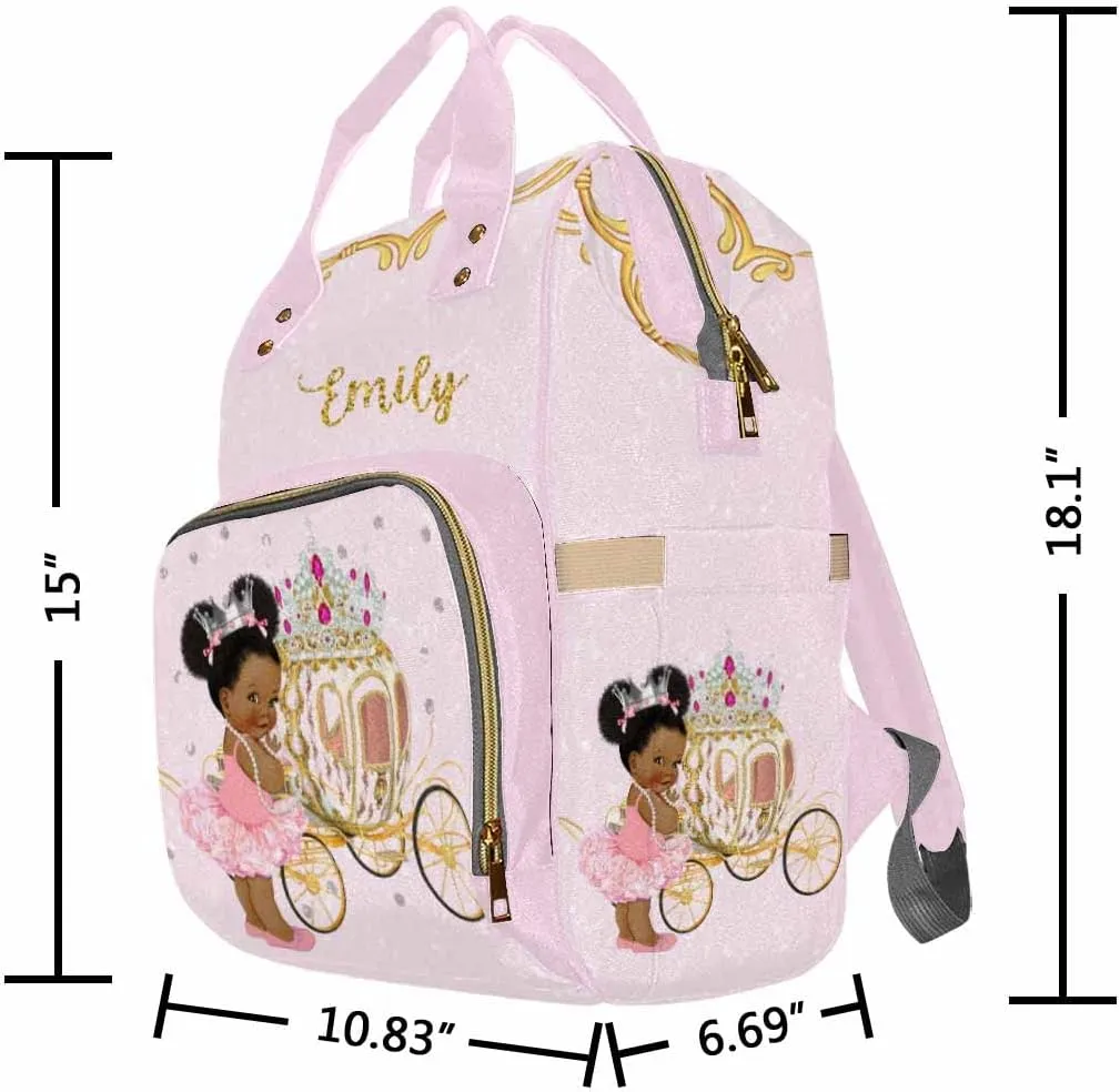 Custom Crown Pumpkin Cart Diaper Bag Personalized Nappy Bag with Name Nursing Bags Fashion Shoulders Bag Casual Backpack Daypack Travel Bag for Men Women
