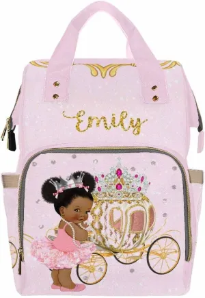 Custom Crown Pumpkin Cart Diaper Bag Personalized Nappy Bag with Name Nursing Bags Fashion Shoulders Bag Casual Backpack Daypack Travel Bag for Men Women