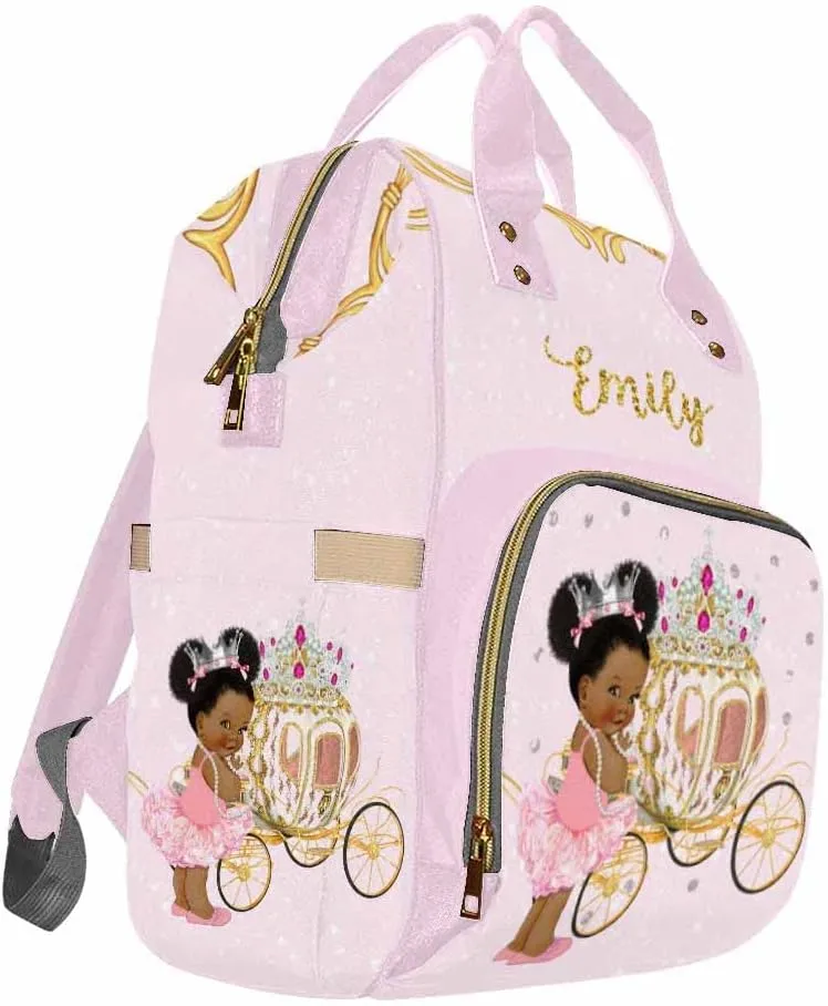 Custom Crown Pumpkin Cart Diaper Bag Personalized Nappy Bag with Name Nursing Bags Fashion Shoulders Bag Casual Backpack Daypack Travel Bag for Men Women