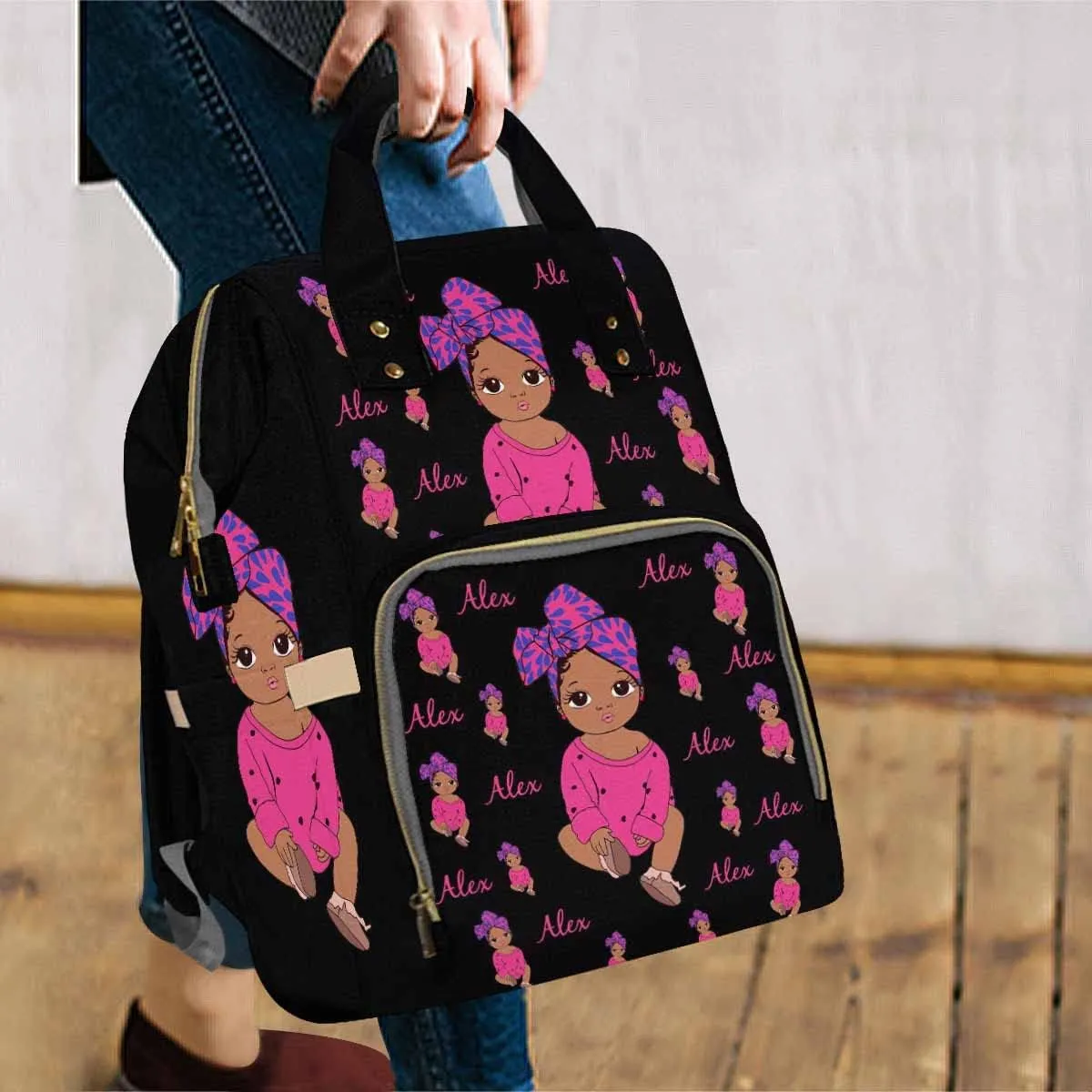 Custom Diaper Bag Backpack Personalized Cute Nappy Bag with Text Nursing Bags Fashion Shoulders Bag Casual Daypack Travel Bag for Men Women