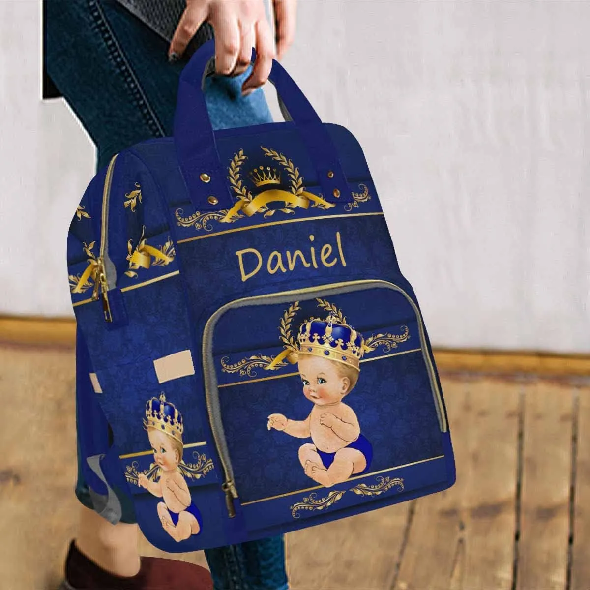 Custom Diaper Bag Backpack Princess Personalized Backpack with Text Bag Nursing Bags Fashion Shoulders Bag Casual Daypack Travel Bag for Men Women
