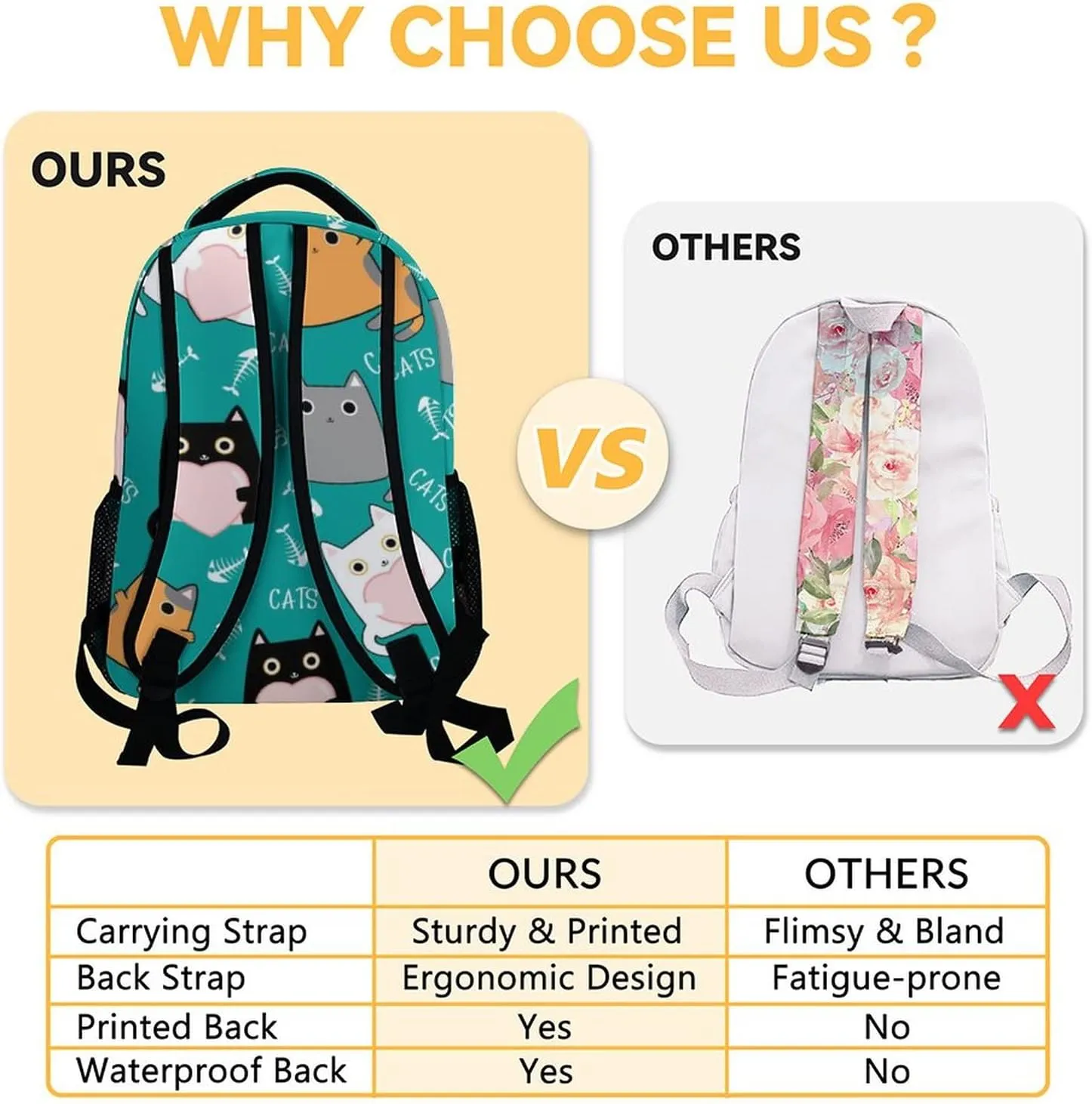 Custom Girls Cat Backpack for School - 16 Inches Cartoon Personalized Backpacks - Green Durable Bookbag for Middle School