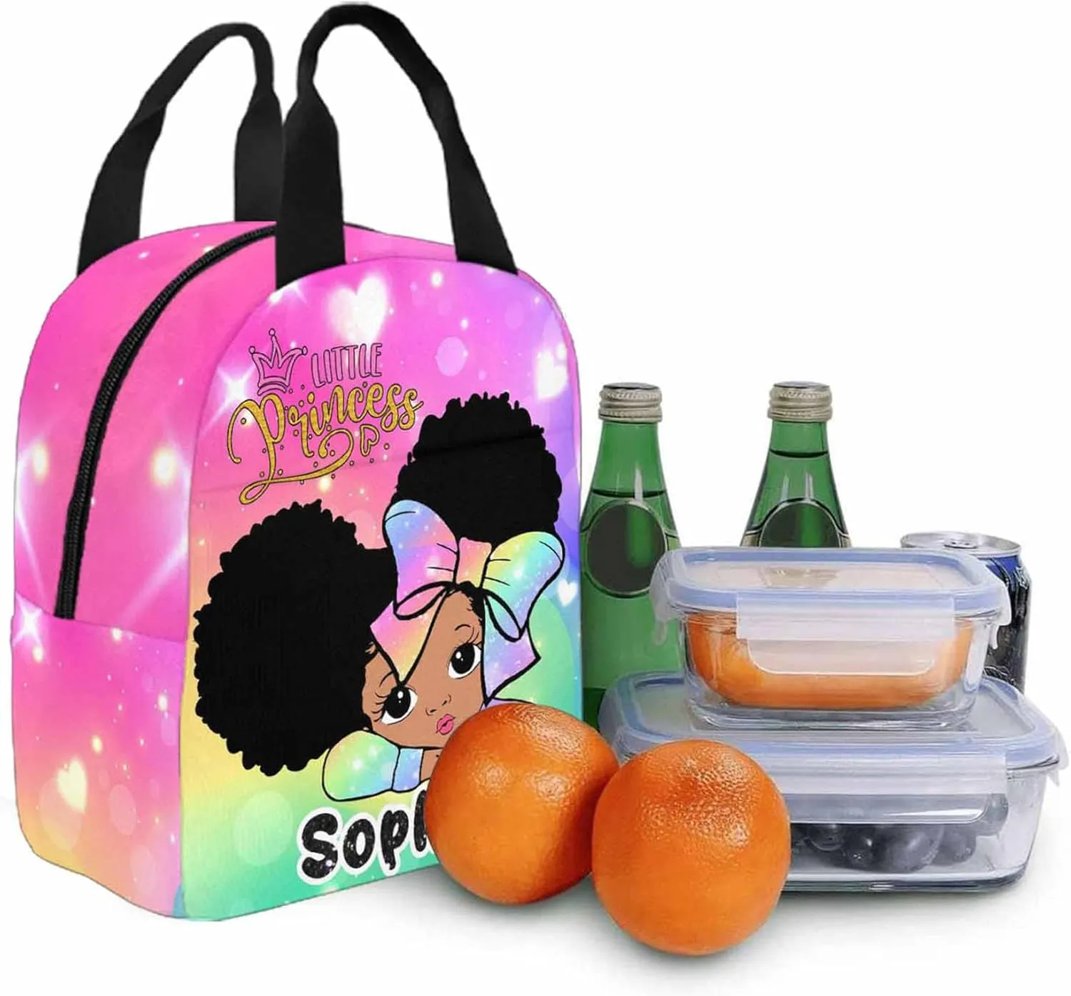 Custom Kids Backpack Bag for Girls Daugther, Personalized Name Elementary School Bookbag or Lunch Box Tote Bag for Women Picnic Customzied Schoolbags Casual Daypack for Students Back to School