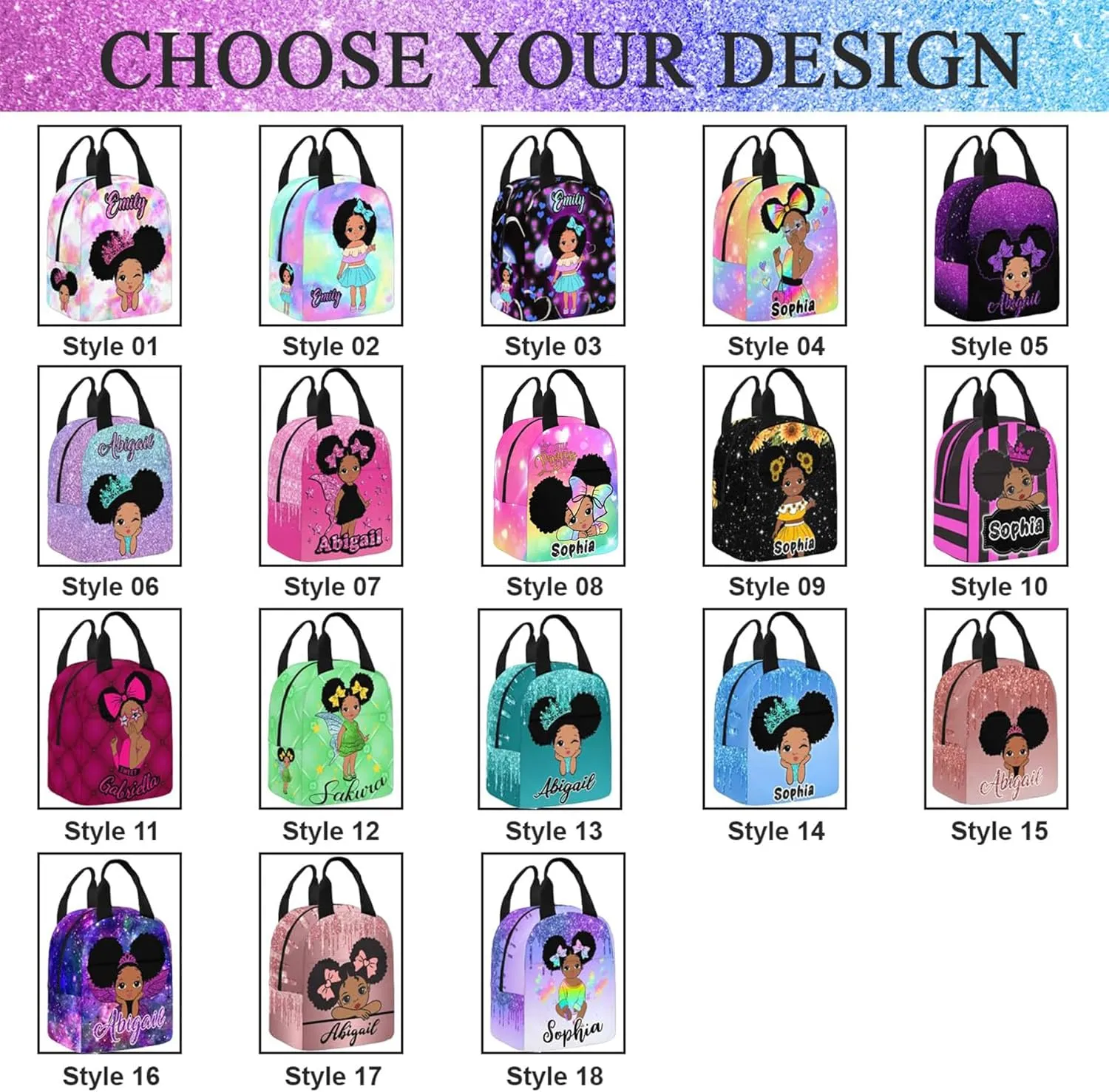 Custom Kids Backpack Bag for Girls Daugther, Personalized Name Elementary School Bookbag or Lunch Box Tote Bag for Women Picnic Customzied Schoolbags Casual Daypack for Students Back to School