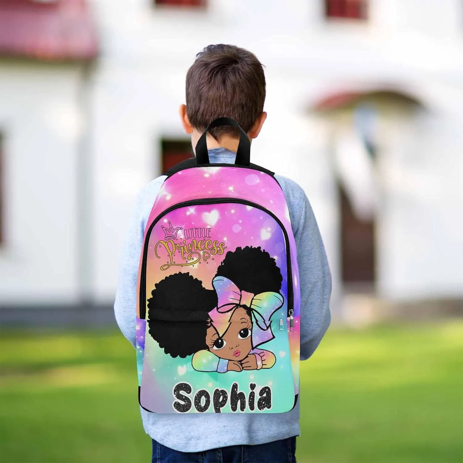 Custom Kids Backpack Bag for Girls Daugther, Personalized Name Elementary School Bookbag or Lunch Box Tote Bag for Women Picnic Customzied Schoolbags Casual Daypack for Students Back to School