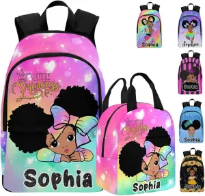 Custom Kids Backpack Bag for Girls Daugther, Personalized Name Elementary School Bookbag or Lunch Box Tote Bag for Women Picnic Customzied Schoolbags Casual Daypack for Students Back to School