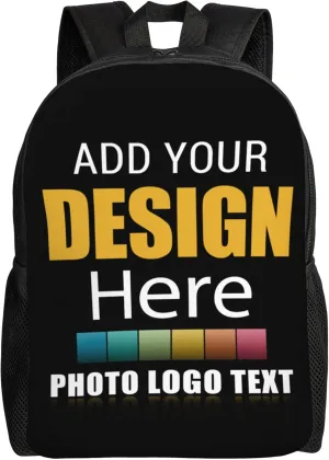 Custom Laptop Backpack Personalized Photo Text Logo Water Resistant Business Computer Bag Hiking Daypacks Shoulder Bag for Men Women Adult Travel Work (16x11.8x4.5in)