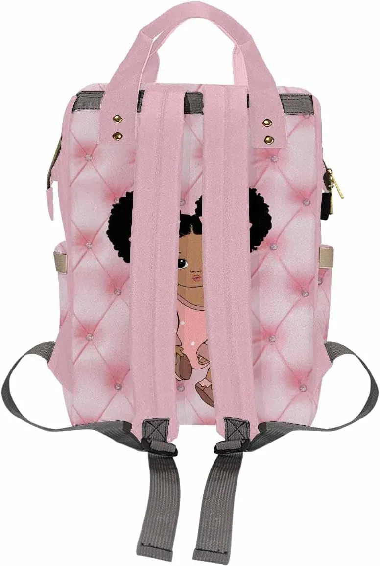 Custom Name Backpack, Little Princess Pink Personalized Diapering Bag Backpack Nappy Bags Fashion Casual Daypack Travel Shoulder Bag for Unisex Hiking Camping Work