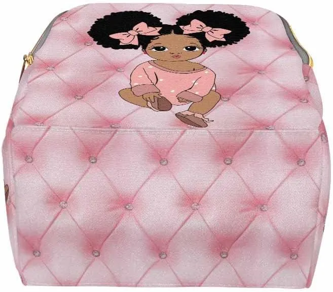 Custom Name Backpack, Little Princess Pink Personalized Diapering Bag Backpack Nappy Bags Fashion Casual Daypack Travel Shoulder Bag for Unisex Hiking Camping Work