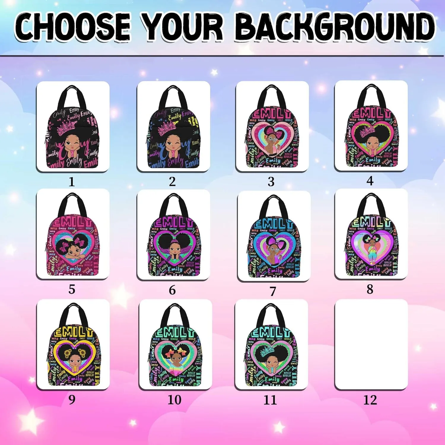 Custom Name Backpack Lunch Bag Set for Kids, Personalized Dreamy Hearts Monogram Schoolbag Lunch Bag with Name Customized Travel Bag Knapsack Backpack for Teens