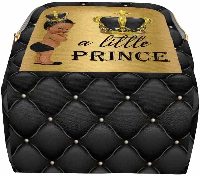 Custom Name Diaper Bag Customized Little Prince Black Gold Backpack Personalized Laptop Backpack with Name Nursing Bags Fashion Shoulders Bag Casual Daypack Travel Bag for Women