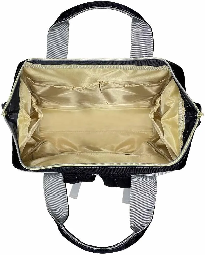 Custom Name Diaper Bag Customized Little Prince Black Gold Backpack Personalized Laptop Backpack with Name Nursing Bags Fashion Shoulders Bag Casual Daypack Travel Bag for Women