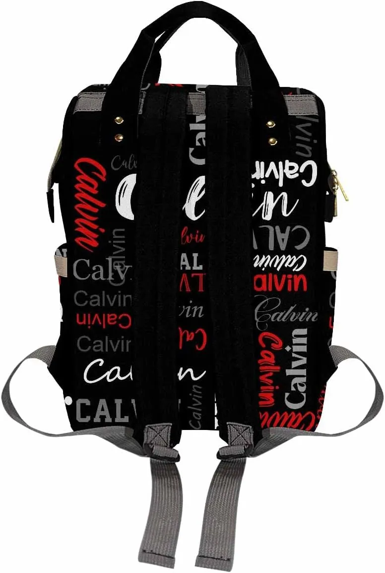Custom Name Diaper Bag Personalized Black-Red Monogram Nursing Bags Shoulders Bag Casual Daypack Travel Bag for Women