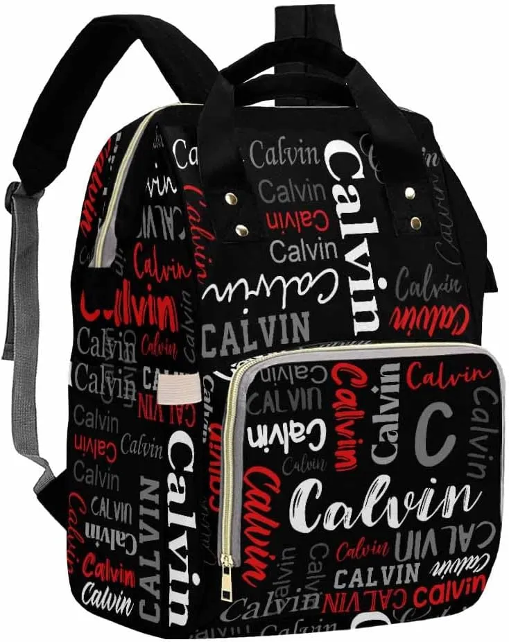 Custom Name Diaper Bag Personalized Black-Red Monogram Nursing Bags Shoulders Bag Casual Daypack Travel Bag for Women
