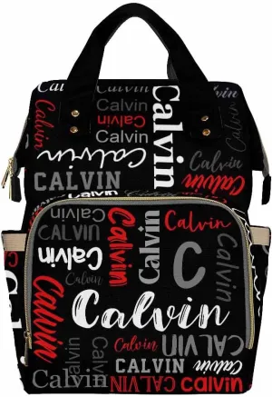 Custom Name Diaper Bag Personalized Black-Red Monogram Nursing Bags Shoulders Bag Casual Daypack Travel Bag for Women