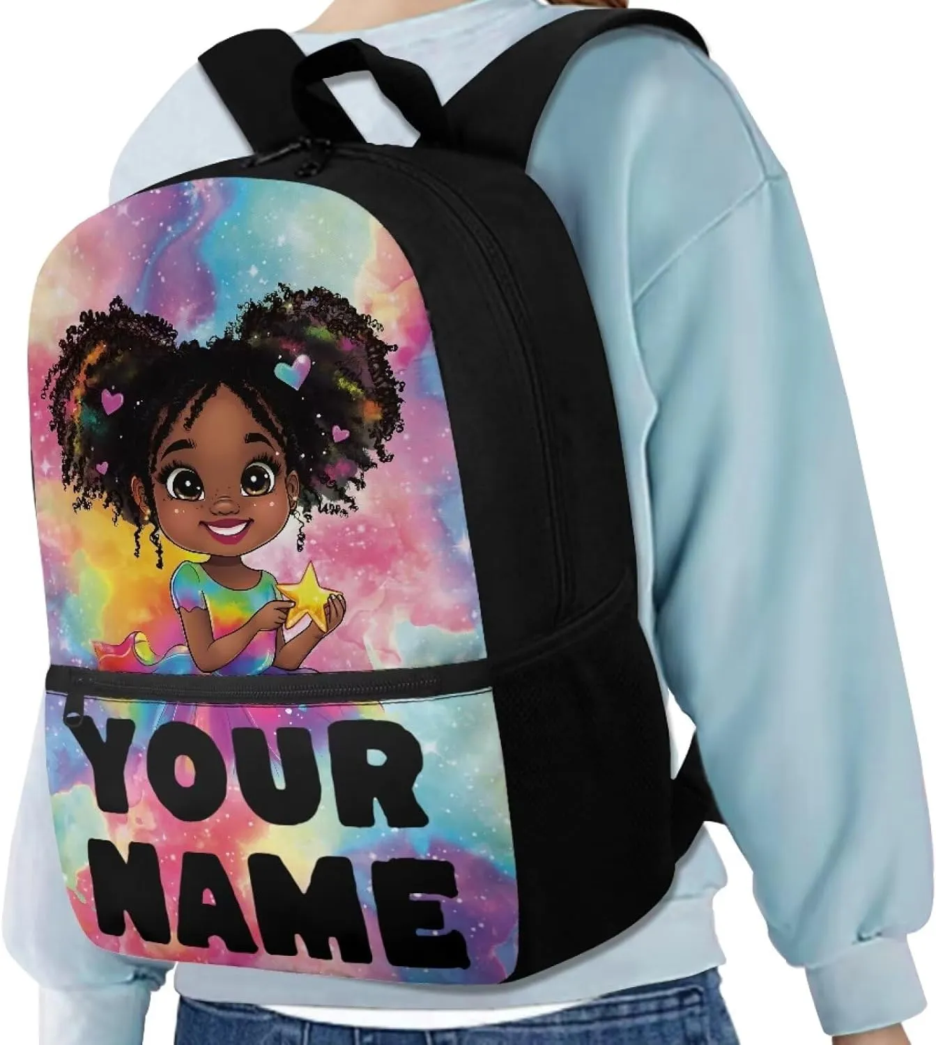 Custom School Backpack for Girls 8-16 - Personalized Africa Girl Print Backpack for Kids Preschool Primary - 17 Inch Bookbag for Travel Work School