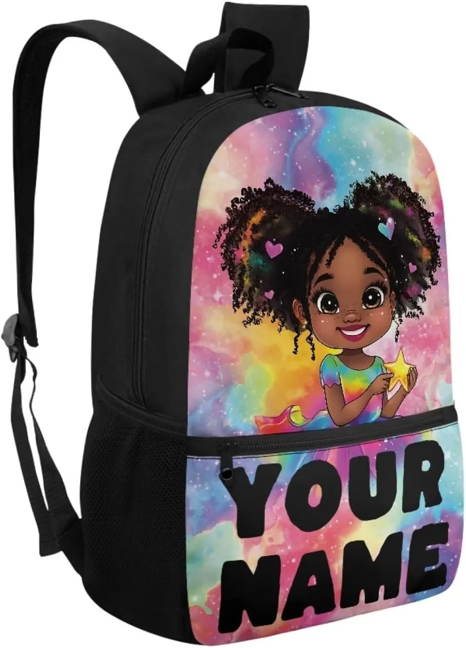Custom School Backpack for Girls 8-16 - Personalized Africa Girl Print Backpack for Kids Preschool Primary - 17 Inch Bookbag for Travel Work School
