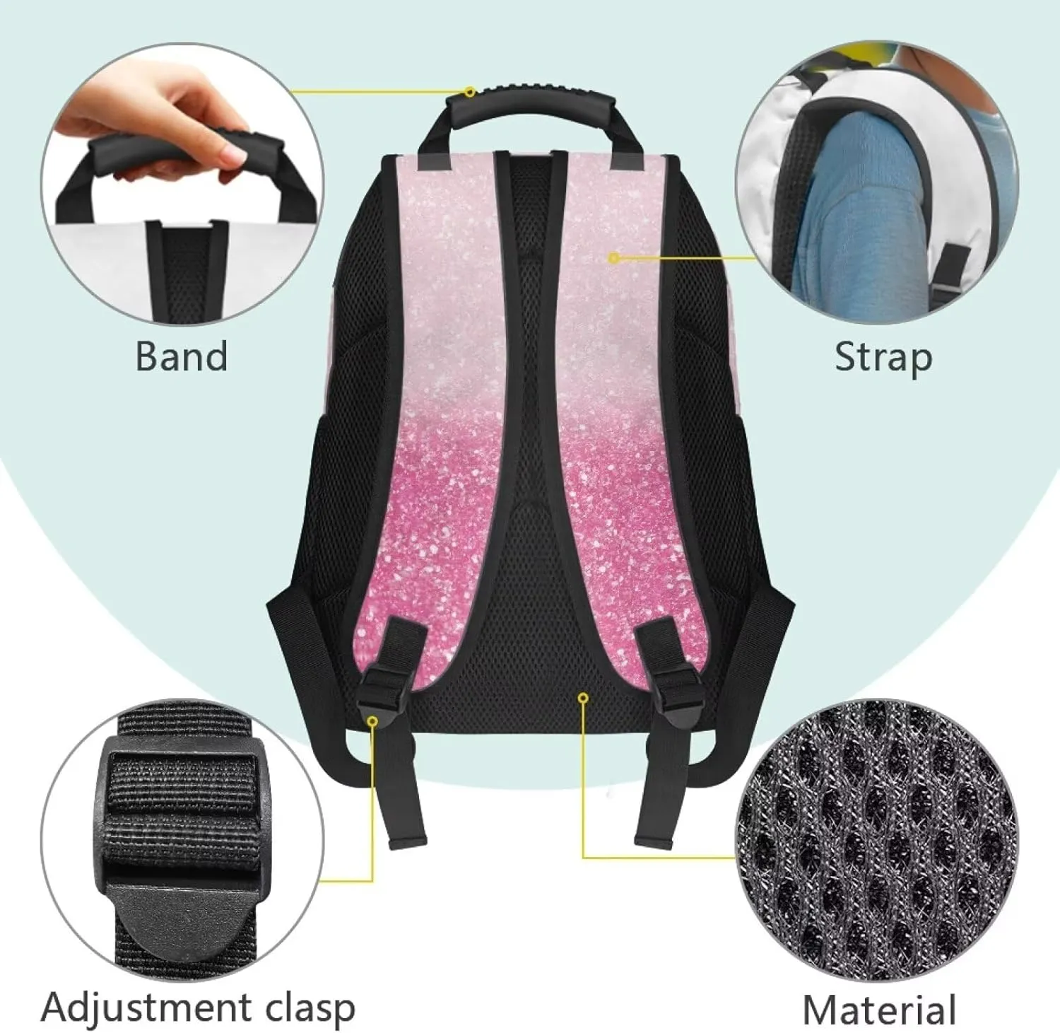 Cute Cat Print Computer Bags for Men Backpacks for Laptops Sturdy Book Bag with 2 Compartments Large Shoulder Purse Bagpack for School