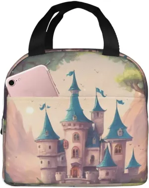 cute fairy tale castle01 print Lunch Bag, Food Handbags Case, Leakproof Insulated, for Work/Picnic/Beach/Travel