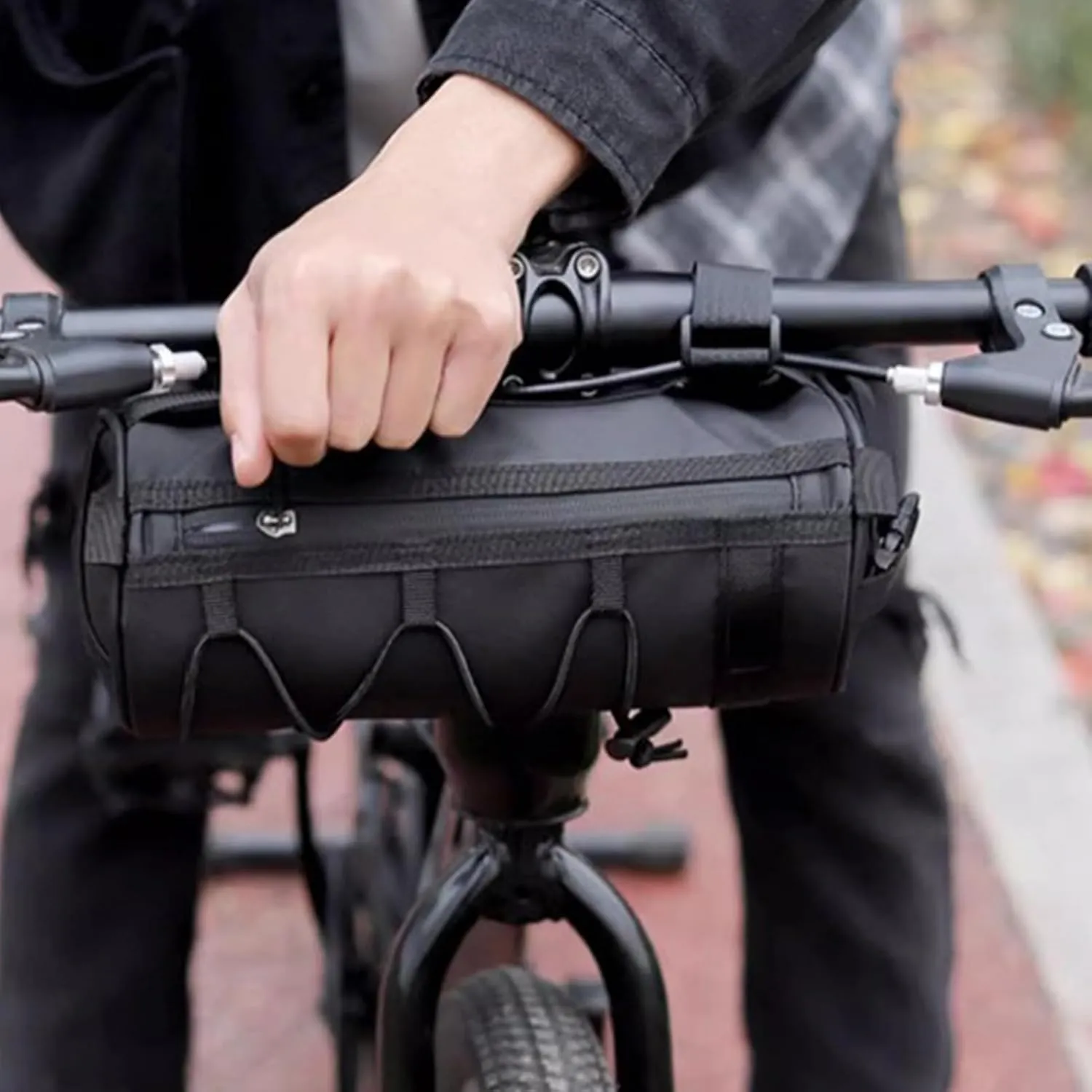 Cycling Handlebar Bag, Front Fork Handle Bar Tool Bag, Waterproof Portable Storage Organizer Phone Holder, Shoulder Bag for Mountain Road Motorcycle Electric Scooter