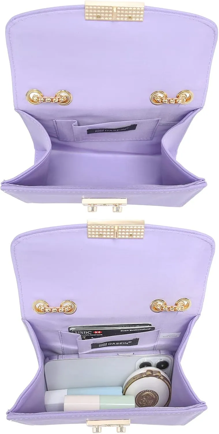 Dasein Women Small Crossbody Bag Designer Evening Bag Clutch Purse Handbag for Wedding/Prom/Party with Double Chain Strap