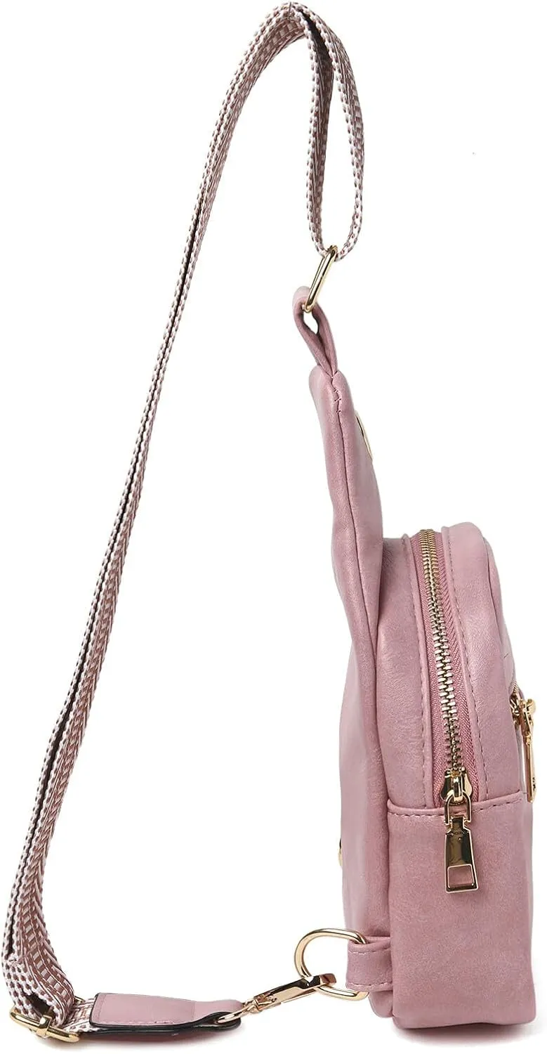 Daypack Day Pack for Man Woman Fashion Chest Bag Soft Leather Texture Crossbody Bag Large Capacity Simple Retro