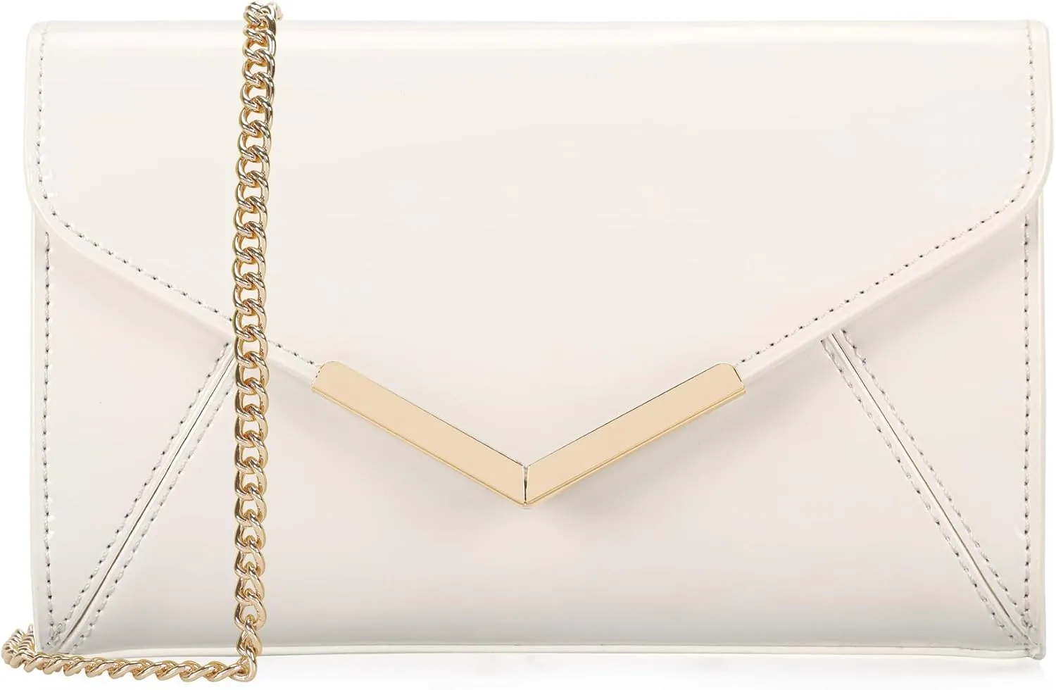 DEXMAY Women Envelope Evening Clutch Handbag Faux Patent Leather Foldover Clutch Bag Formal Purse