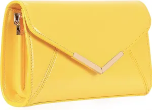 DEXMAY Women Envelope Evening Clutch Handbag Faux Patent Leather Foldover Clutch Bag Formal Purse