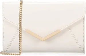 DEXMAY Women Envelope Evening Clutch Handbag Faux Patent Leather Foldover Clutch Bag Formal Purse