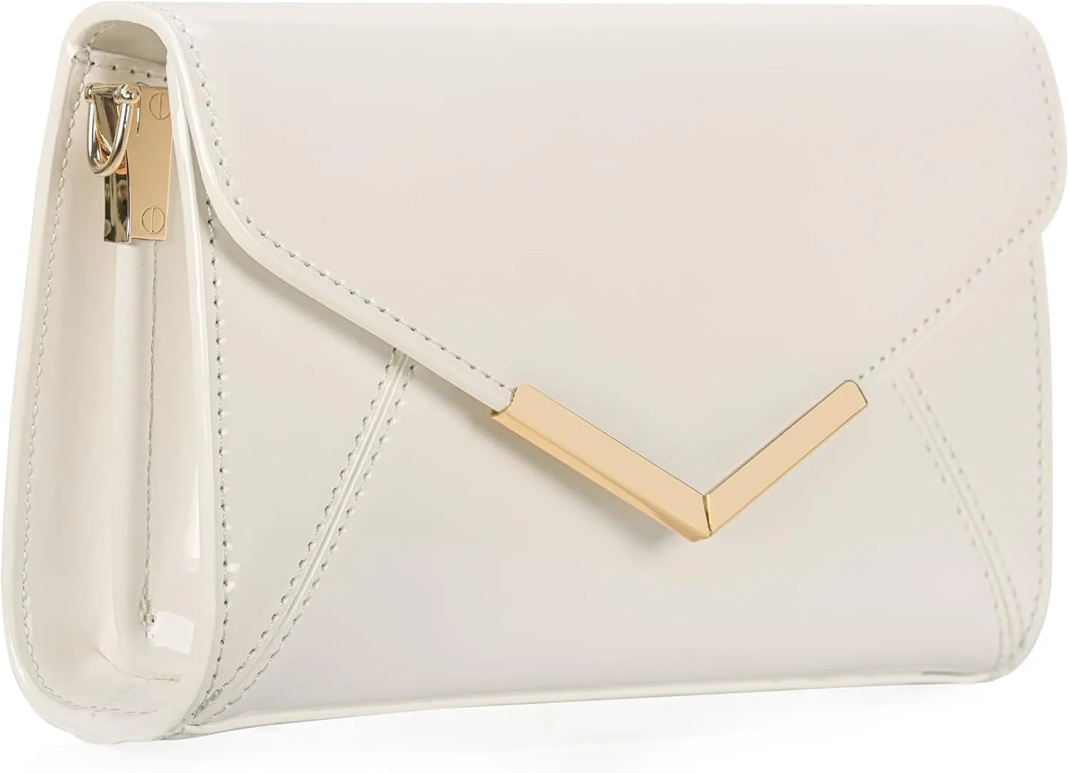 DEXMAY Women Envelope Evening Clutch Handbag Faux Patent Leather Foldover Clutch Bag Formal Purse