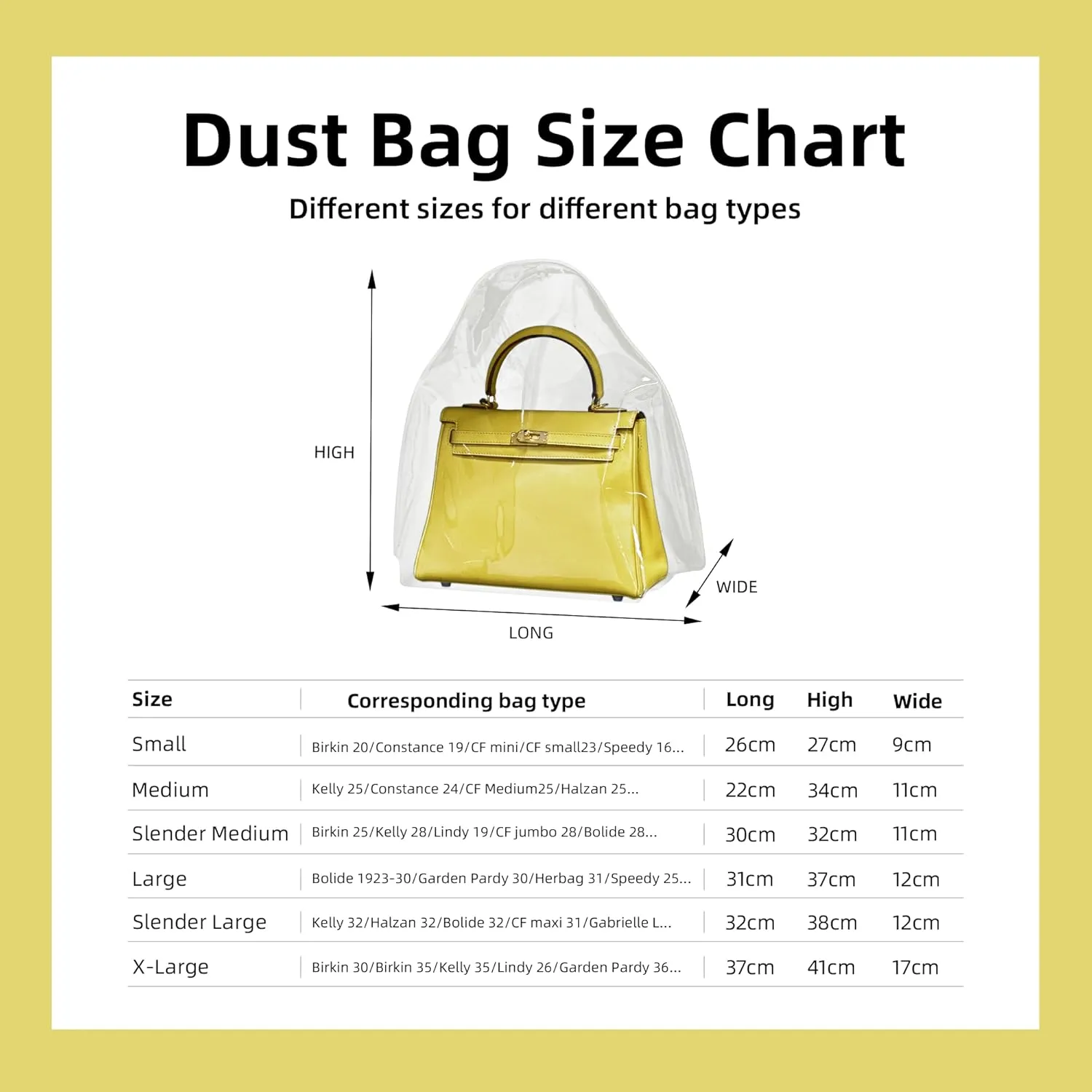 DGAZ Clear Dust Bags for Luxury Handbags,Waterproof Purse Storage Bag,Lightweight Handbag Protector(Small)