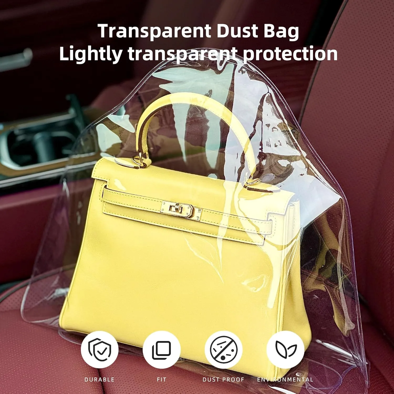 DGAZ Clear Dust Bags for Luxury Handbags,Waterproof Purse Storage Bag,Lightweight Handbag Protector(Small)