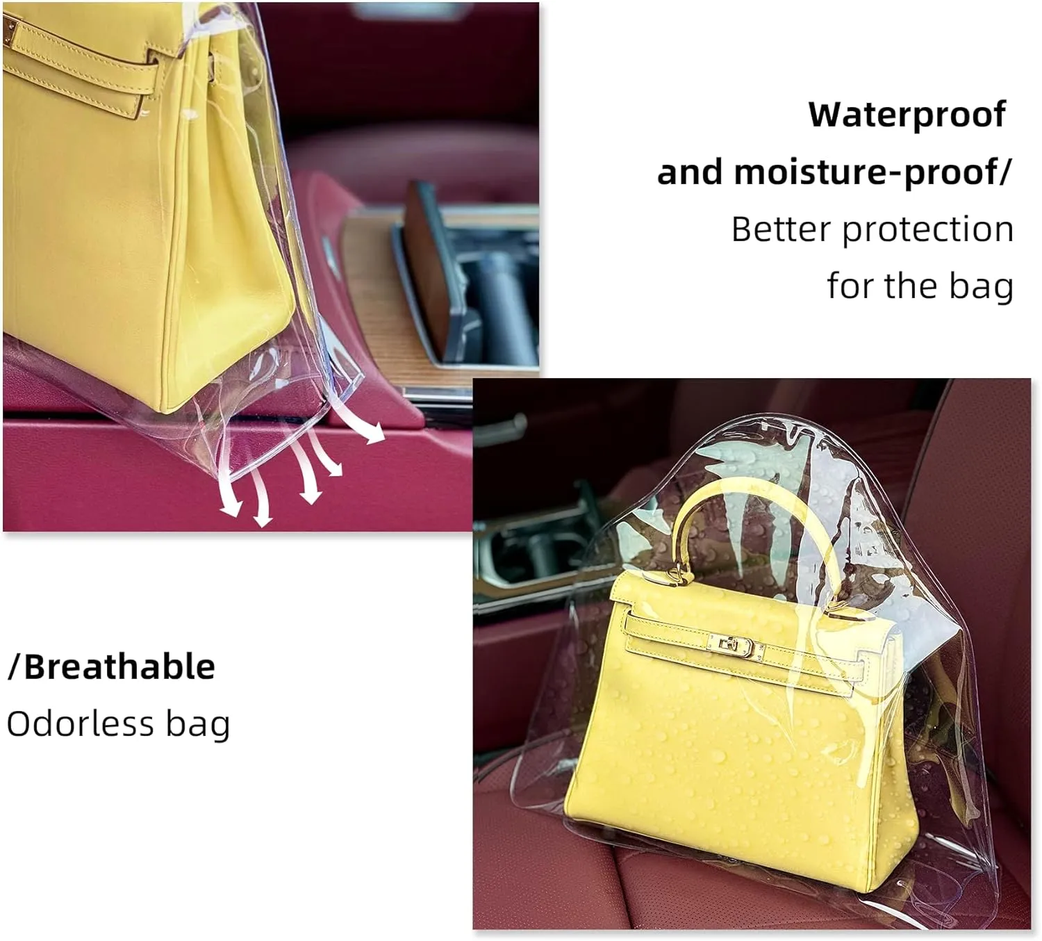 DGAZ Clear Dust Bags for Luxury Handbags,Waterproof Purse Storage Bag,Lightweight Handbag Protector(Small)