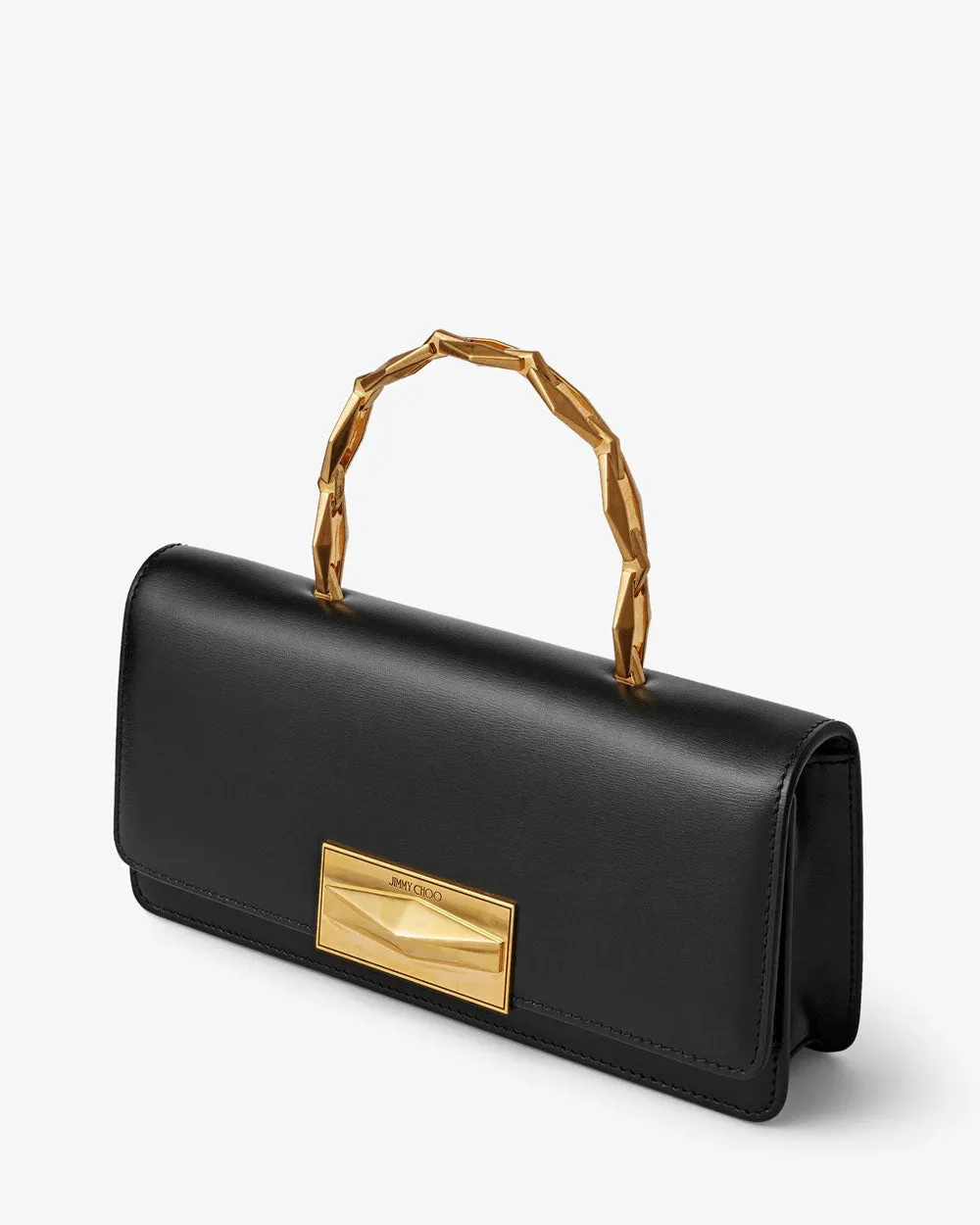 Diamond Chain Top Handle Bag in Black