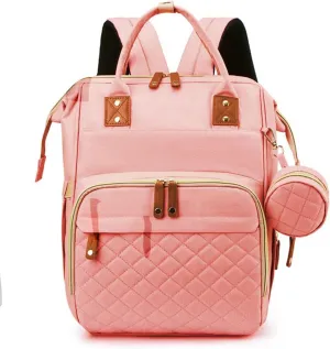 Diaper Bag Backpack with Changing Station 3 in 1 Multifunction Backpack Portable Travel Mommy Bag Stroller (3037-Pink)