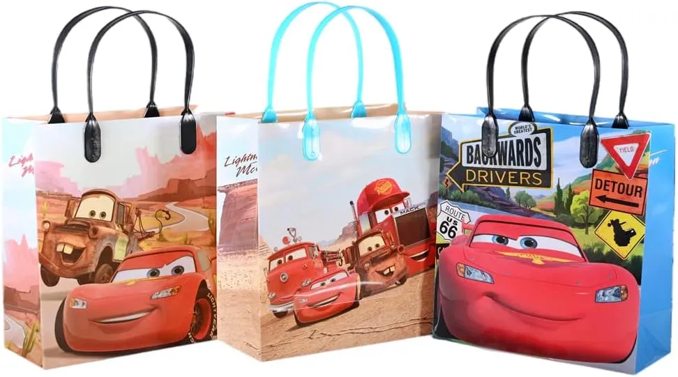 Disney Car Authentic Licensed 12 Party Favor Reusable Goodie Medium Gift Bags 8"