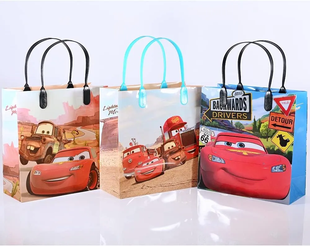 Disney Car Authentic Licensed 12 Party Favor Reusable Goodie Medium Gift Bags 8"