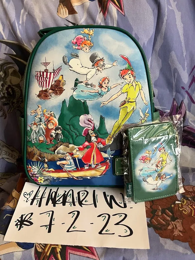 Disney Mini Backpack and Cardholder Set Peter Pan Cast Painting Loungefly