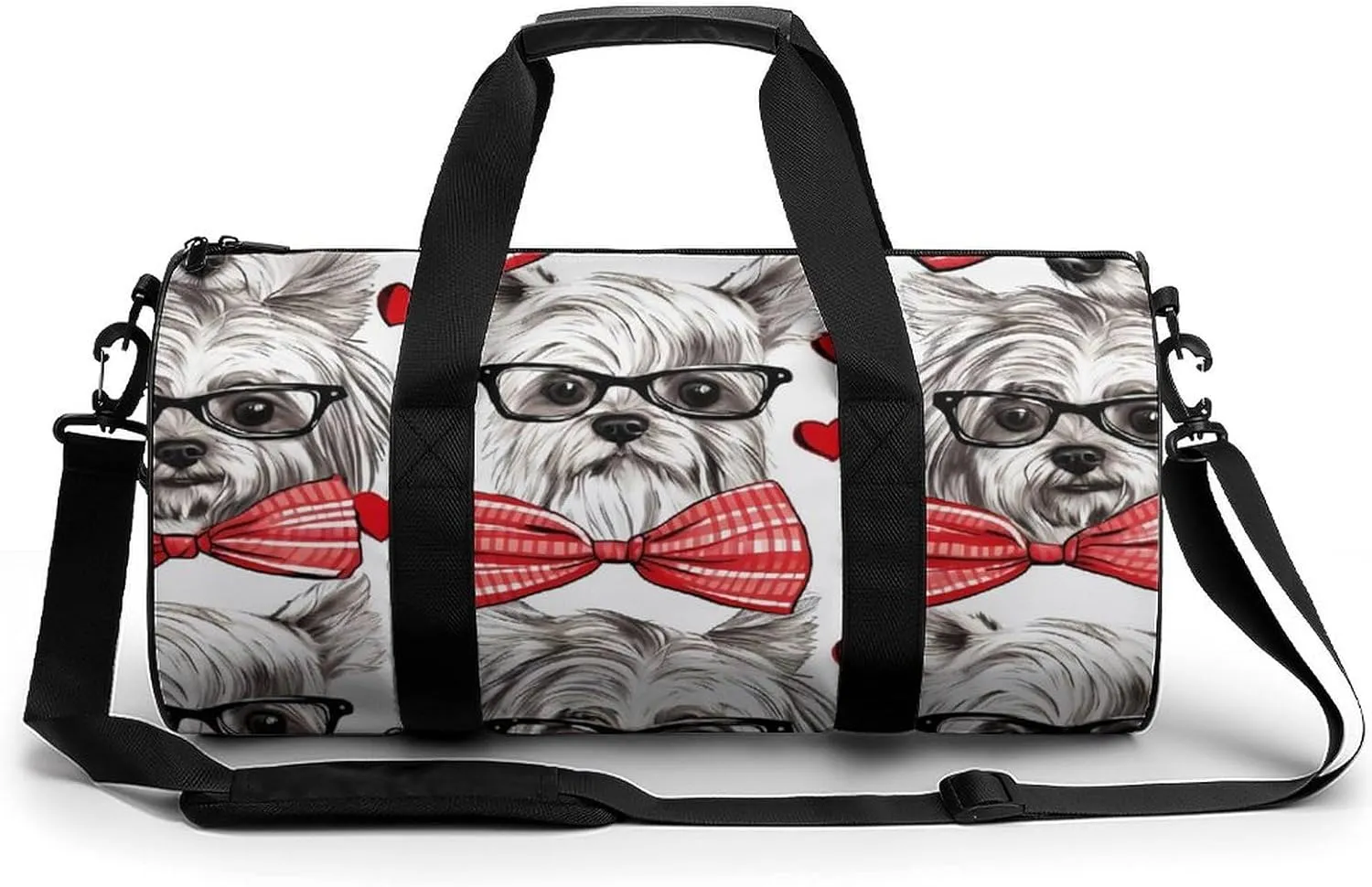 Dogs in Glasses and Bowtie Funny Gym Bag Travel Tote Bag Duffel Bag for Men Women Weekender Sports Vacation