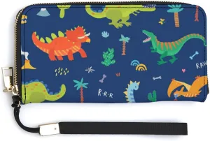 Donnapink Long Clutch Wallet, Long Handbag with Wristlet Strap, PU Leather Zip Purse